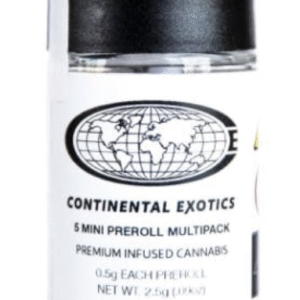 CONTINENTAL EXOTICS | 5 PACK HASH INFUSED PRE-ROLLS | GUAVA GELATO | 2.5G