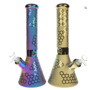 HILLSIDE GLASS 14″ METALLIC HONEYCOMB BEAKER BONG